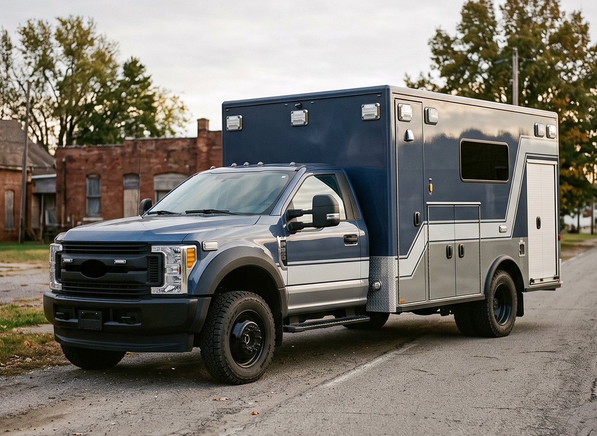 Medix ambulance module exterior on truck chassis
