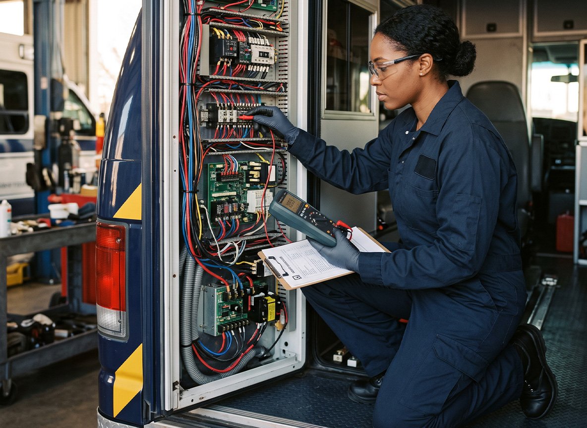 NFPA 1917 compliance inspection on ambulance electrical system